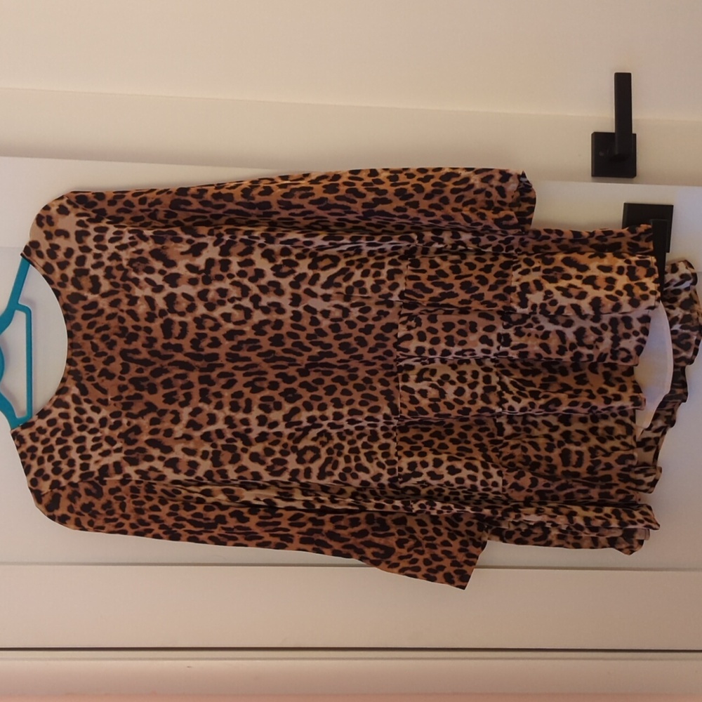 Animal print a-line tiered dress